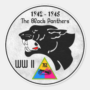 761. TANK BATTALION, SCHWARZE PANTHERS, WW II RUNDER AUFKLEBER