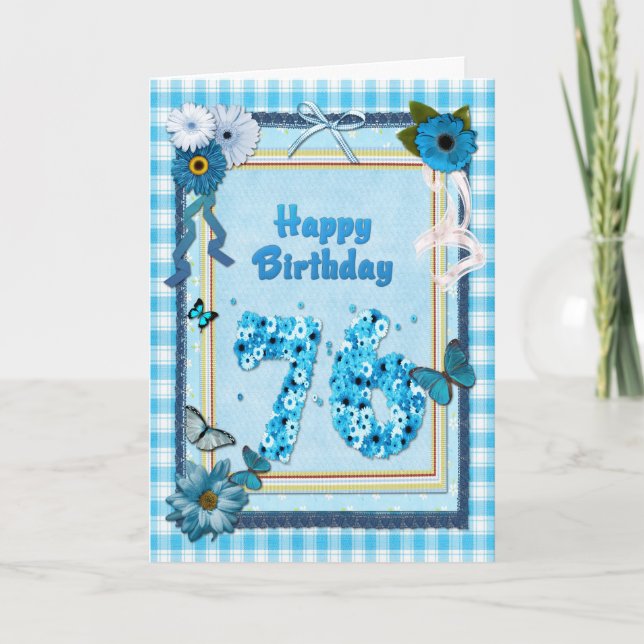 76. Geburtstag mit Scrapbook-Effekt Karte (Vorderseite)