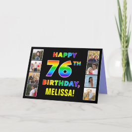 76. Geburtstag: Regenbogentext, benutzerdefinierte Karte