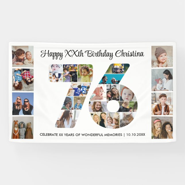 76. Geburtstagsfeier Nummer 76 Fotocollage Banner (Horizontal)