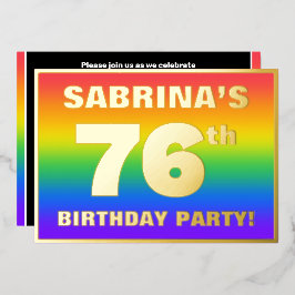 76. Geburtstagsparty: Spaß, farbenfrohe Regenbogen Folieneinladung