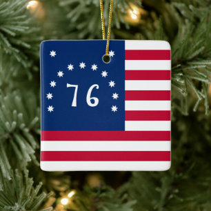 76 Kampfesflagge, Amerikanische Fahne 76 Weihnacht Keramikornament