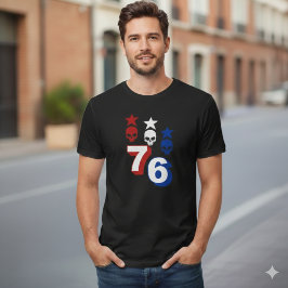 76 Patriotic American Skulls Vintage 1776 T-Shirt