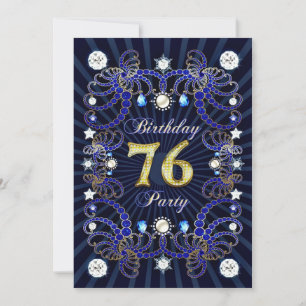 76e anniversaire invitation de fête avec des masse