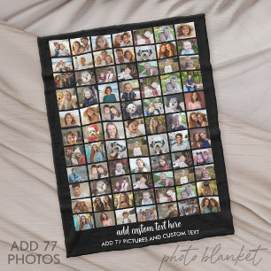 77 Foto-Collage-Raster - Benutzerdefinierter Text Fleecedecke