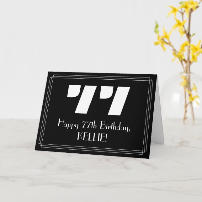 77. Geburtstag: Art Deco Inspiriert Look "77" & Na Karte (Yellow Flower)