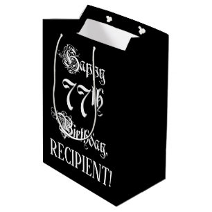 77. Geburtstag: Extravagant, elegant, Script + Ind Mittlere Geschenktüte