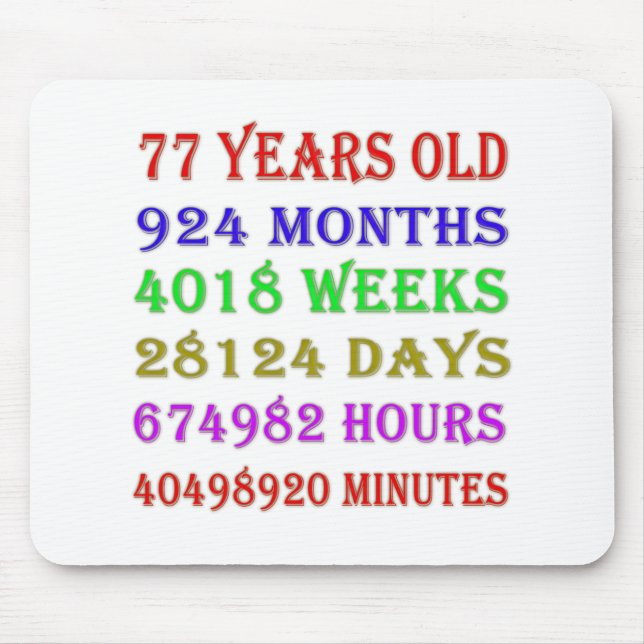 77. Geburtstag - Meilensteine Mousepad (Vorne)