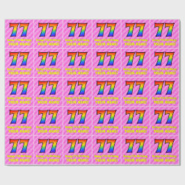 77. Geburtstag: Rosa Streifen & Herz, Regenbogen # Geschenkpapier