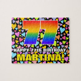 77. Geburtstag — Spaß, Liebende Herzformen + "77"