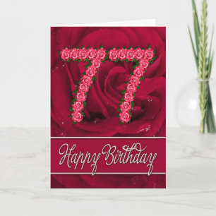 77. Geburtstagskarte mit Rose und Blätter Karte