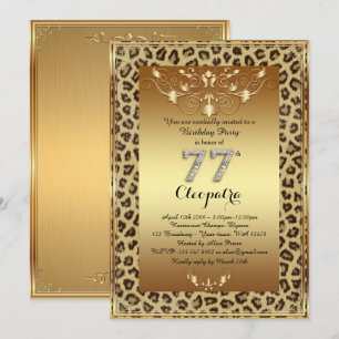 77. Geburtstagsparty 77., Royal Cheetah Gold plus Einladung