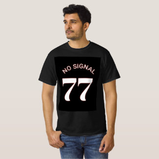 77 No Signal Minimal Streetwear Schwarzes T-Shirt