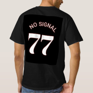 77 No Signal Minimal Streetwear Schwarzes T-Shirt