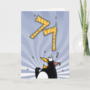 77e anniversaire - Carte de surprise de pingouin