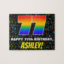 77th Birthday — Fun, Colorful Music Symbols & “77”