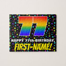 77th Birthday — Fun, Colorful Star Field Pattern