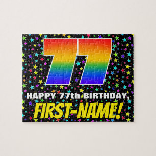 77th Birthday — Fun, Colorful Star Field Pattern