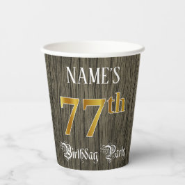 77th Birthday Party — Faux Gold & Faux Wood Looks Pappbecher
