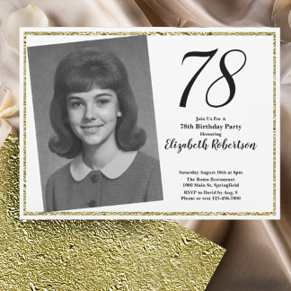 78. Custom Foto White und Gold Einladung