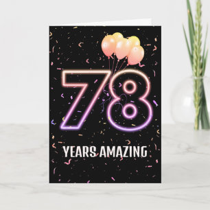 78. Geburtstag Ballons und Confetti Karte