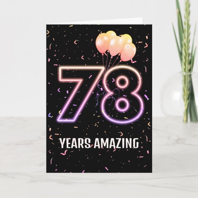 78. Geburtstag Ballons und Confetti Karte (Vorderseite)