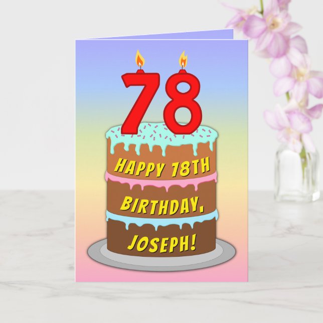 78. Geburtstag — Fun Cake & Candles, w/Individuell Karte (Orchidee)