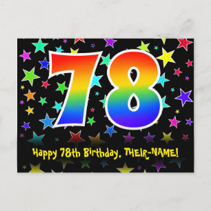 78. Geburtstag: Fun Stars Pattern, Regenbogen 78, Postkarte