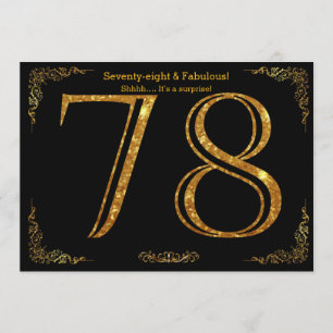 78. Geburtstags-Party, Gatsby styl, schwarzer Einladung