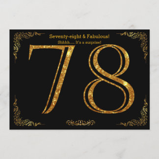 78. Geburtstagsfeier,Gatsby-Styl,schwarzer Glitzer Einladung