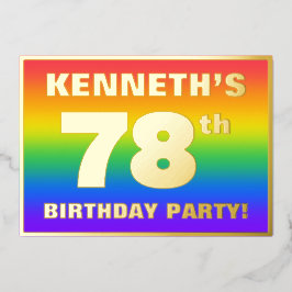 78. Geburtstagsparty: Spaß, farbenfrohe Regenbogen Folieneinladung