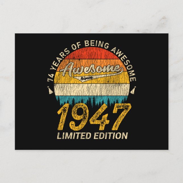 78 Jahre alt 1947 Retro Phantastisch 78. Geburtsta Postkarte (Vorderseite)