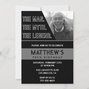 78e anniversaire invitations Black The Man The Leg
