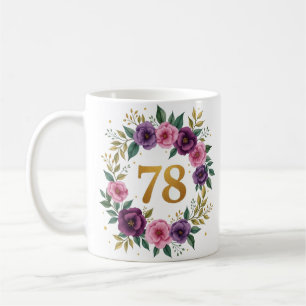 78ème Anniversaire Mug - Couronne florale avec num