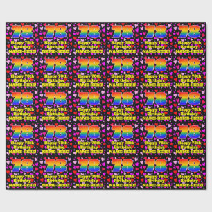 78th Birthday: Loving Hearts Pattern, Rainbow # 78 Geschenkpapier
