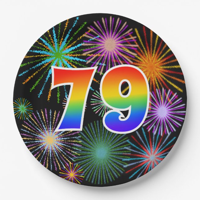 79. Event - Spaß, farbenfroh, kühl, Regenbogen 79 Pappteller (Vorderseite)