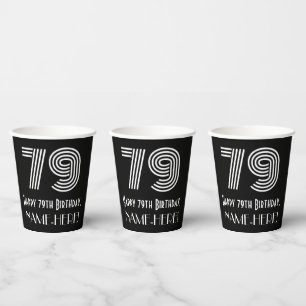 79. Geburtstag — Art Deco Inspiriert Look "79" + N Pappbecher
