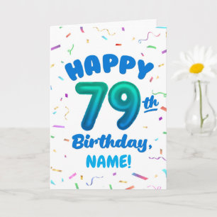 79. Geburtstag, Ballonziffer, anpassbarer Name Karte