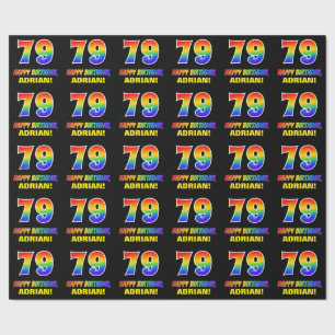 79. Geburtstag: Bold, Fun, Simple, Rainbow 79 Geschenkpapier