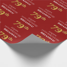 79. Geburtstag: Elegant, rot, Imitate Gold Look Geschenkpapier