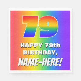 79. Geburtstag: Farbiges, lustiges Regenbogenmuste Serviette