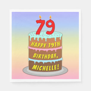 79. Geburtstag: Fun Cake and Candles + Individuell Serviette