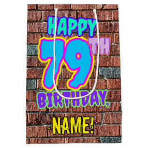79. Geburtstag: Spaß, Urban Graffiti Inspiriert Lo Mittlere Geschenktüte
