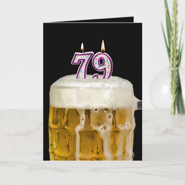 79. Geburtstagsbär auf schwarz Karte (Vorderseite)