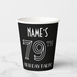 79. Geburtstagsparty: Art-Déco-Stil + Individuelle Pappbecher