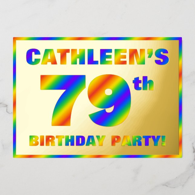 79. Geburtstagsparty — Spaß, Regenbogenspektrum "7 Folieneinladung (Vorderseite)