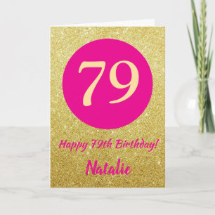 79. Happy Birthday Hot Pink und Gold Glitzer Karte