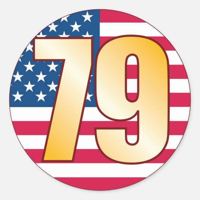 79 USA Gold Runder Aufkleber (Vorderseite)