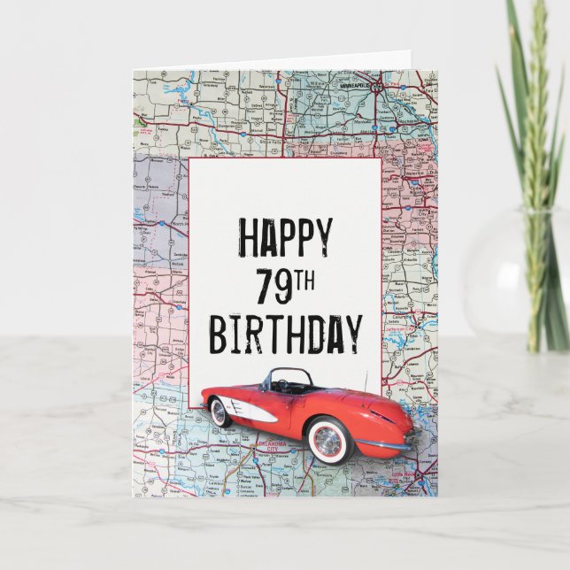 79e anniversaire Corvette rétro sur la carte (Devant)