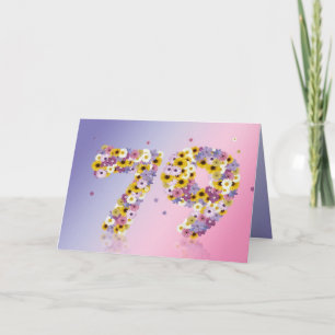 79th birthday card with flowery letters karte
